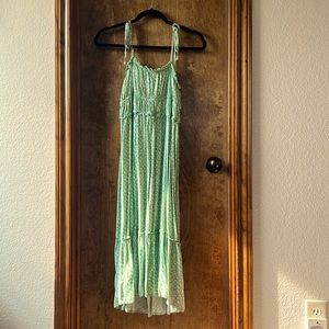Teal-Green Floral Midi Dress